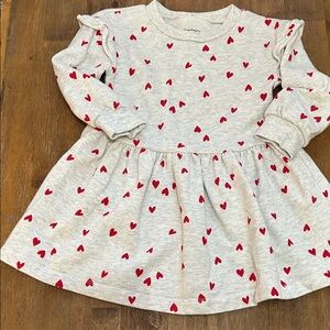 Carter's Gray Dress with Red Heart Pattern